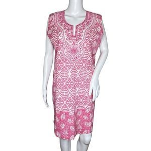 Bella Tu by‎ Gopi Vaid Dress Womens 12 Pink White Geometric Lightweight Casual